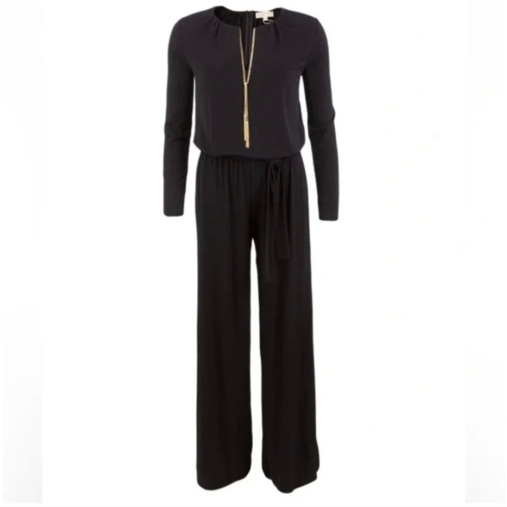 Michael Kors Black Jumpsuit With Gold Chain Womens Size XL